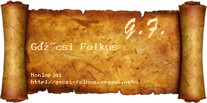 Gácsi Folkus névjegykártya